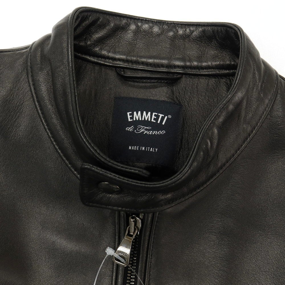 【中古】エンメティ EMMETI JURI LUX ラムスキン レザー シングル ライダースジャケット ブラック【サイズ48】【 状態ランクB 】【 メンズ 】