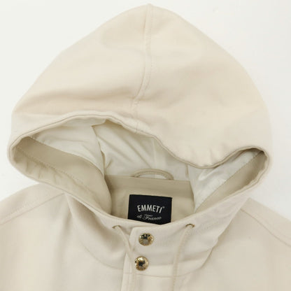 【中古】エンメティ EMMETI URBINO ウール×ラムスキン レザー フーデッドブルゾン オフホワイトxグレージュ【サイズ48】【 状態ランクB 】【 メンズ 】