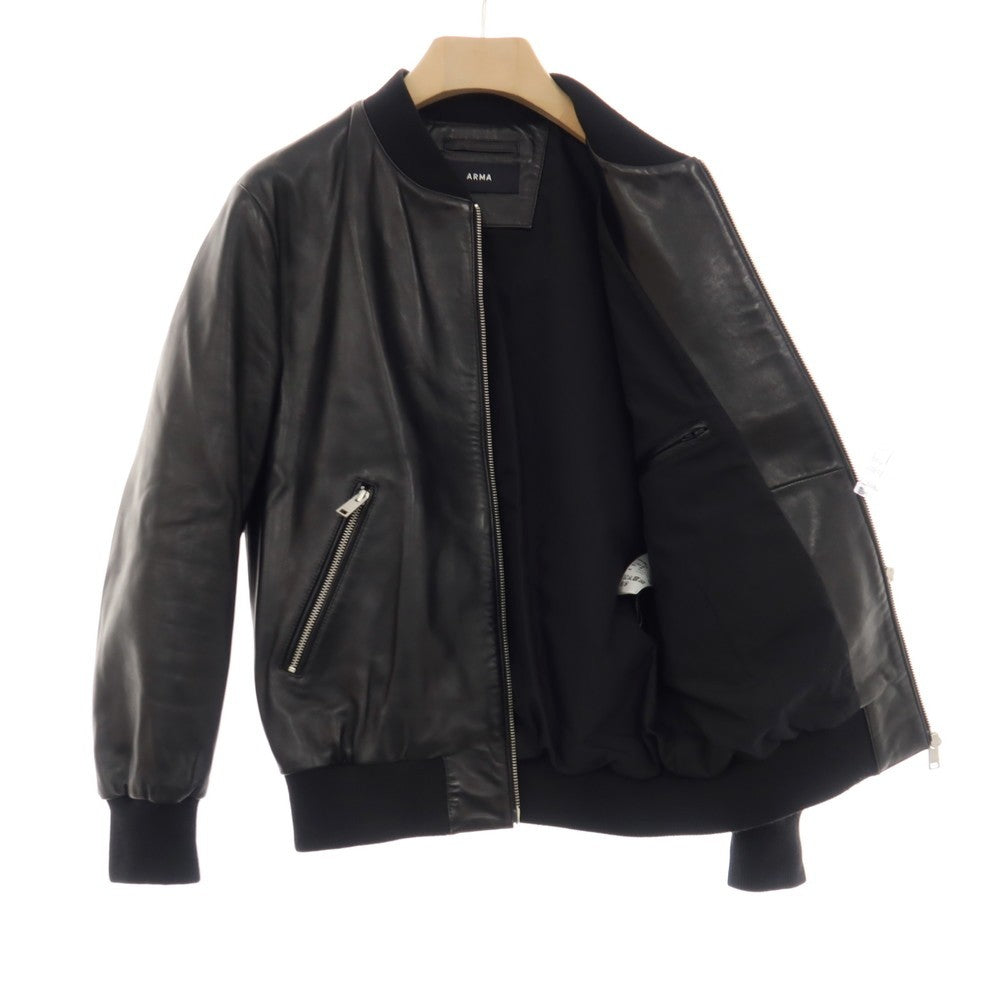 【中古】アルマ ARMA LAMB SILKY ラム レザーブルゾン ブラック【サイズ48】【 状態ランクB 】【 メンズ 】