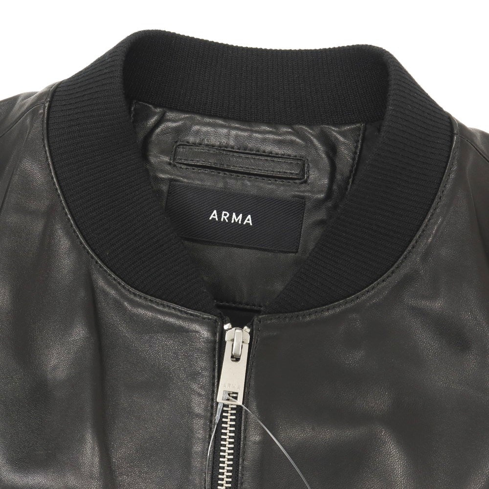 【中古】アルマ ARMA LAMB SILKY ラム レザーブルゾン ブラック【サイズ48】【 状態ランクB 】【 メンズ 】