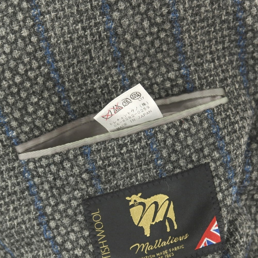 【中古】トレチェントウーノ 301 ツーピース ブリティッシュウール ストライプ 3B テーラードジャケット グレーxブルー【サイズ46】【 状態ランクC 】【 メンズ 】