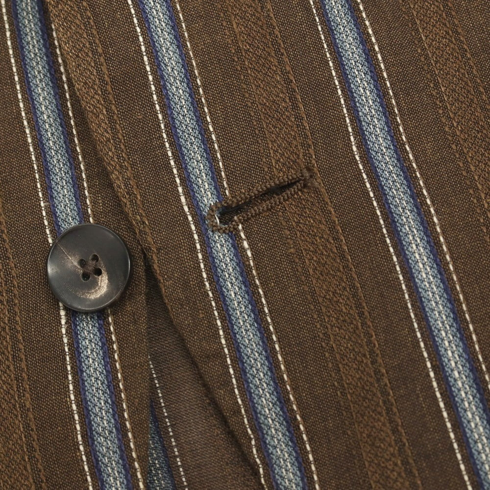 【中古】ラルディーニ LARDINI リネンコットン ストライプ 3B テーラードジャケット ブラウンxブルー【サイズ46 7REG】【 状態ランクD 】【 メンズ 】