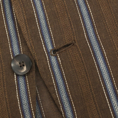 【中古】ラルディーニ LARDINI リネンコットン ストライプ 3B テーラードジャケット ブラウンxブルー【サイズ46 7REG】【 状態ランクD 】【 メンズ 】