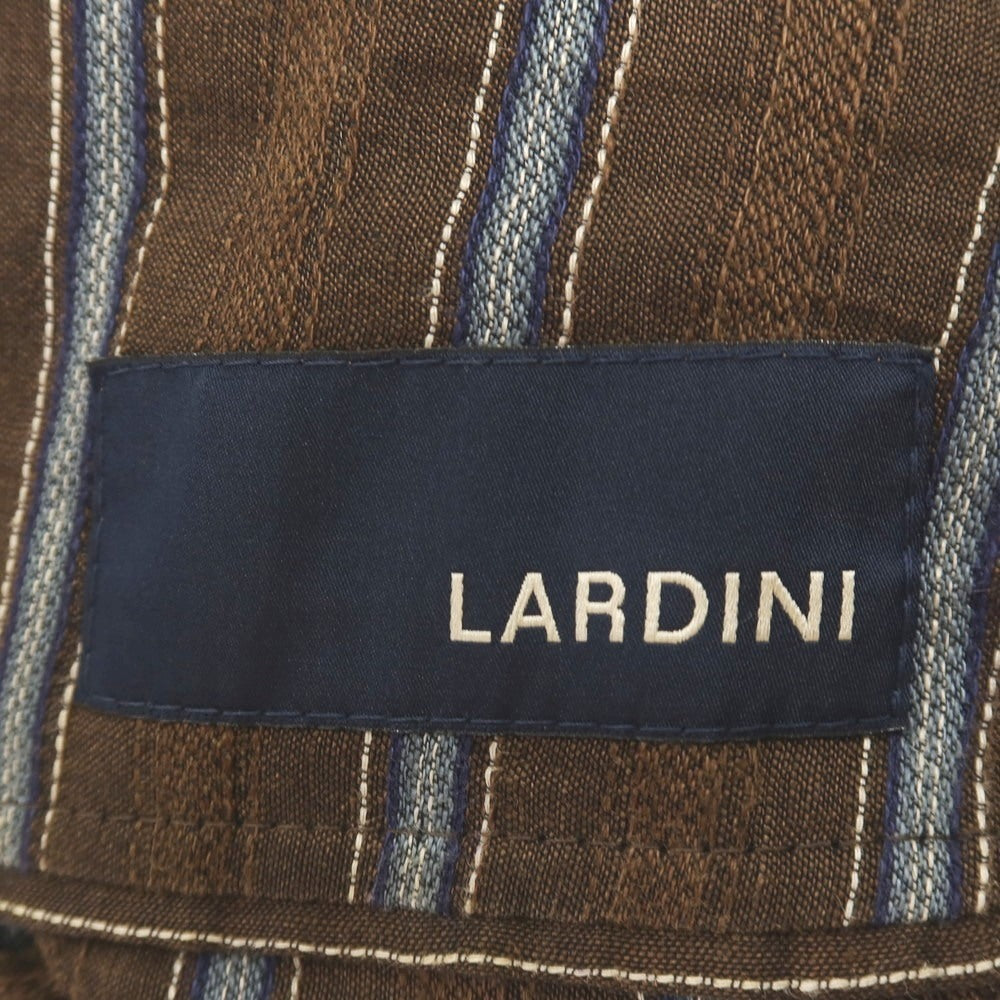 【中古】ラルディーニ LARDINI リネンコットン ストライプ 3B テーラードジャケット ブラウンxブルー【サイズ46 7REG】【 状態ランクD 】【 メンズ 】