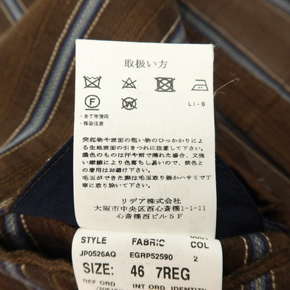【中古】ラルディーニ LARDINI リネンコットン ストライプ 3B テーラードジャケット ブラウンxブルー【サイズ46 7REG】【 状態ランクD 】【 メンズ 】