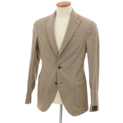 【中古】【未使用】サルトリア ラトーレ SARTORIA LATORRE DECO コットンポリウレタン チェック 2B テーラードジャケット ベージュxブラウン【サイズ46 Drop8R】【 状態ランクS 】【 メンズ 】