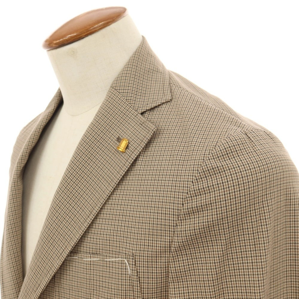【中古】【未使用】サルトリア ラトーレ SARTORIA LATORRE DECO コットンポリウレタン チェック 2B テーラードジャケット ベージュxブラウン【サイズ46 Drop8R】【 状態ランクS 】【 メンズ 】