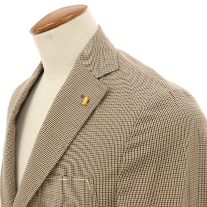 【中古】【未使用】サルトリア ラトーレ SARTORIA LATORRE DECO コットンポリウレタン チェック 2B テーラードジャケット ベージュxブラウン【サイズ46 Drop8R】【 状態ランクS 】【 メンズ 】