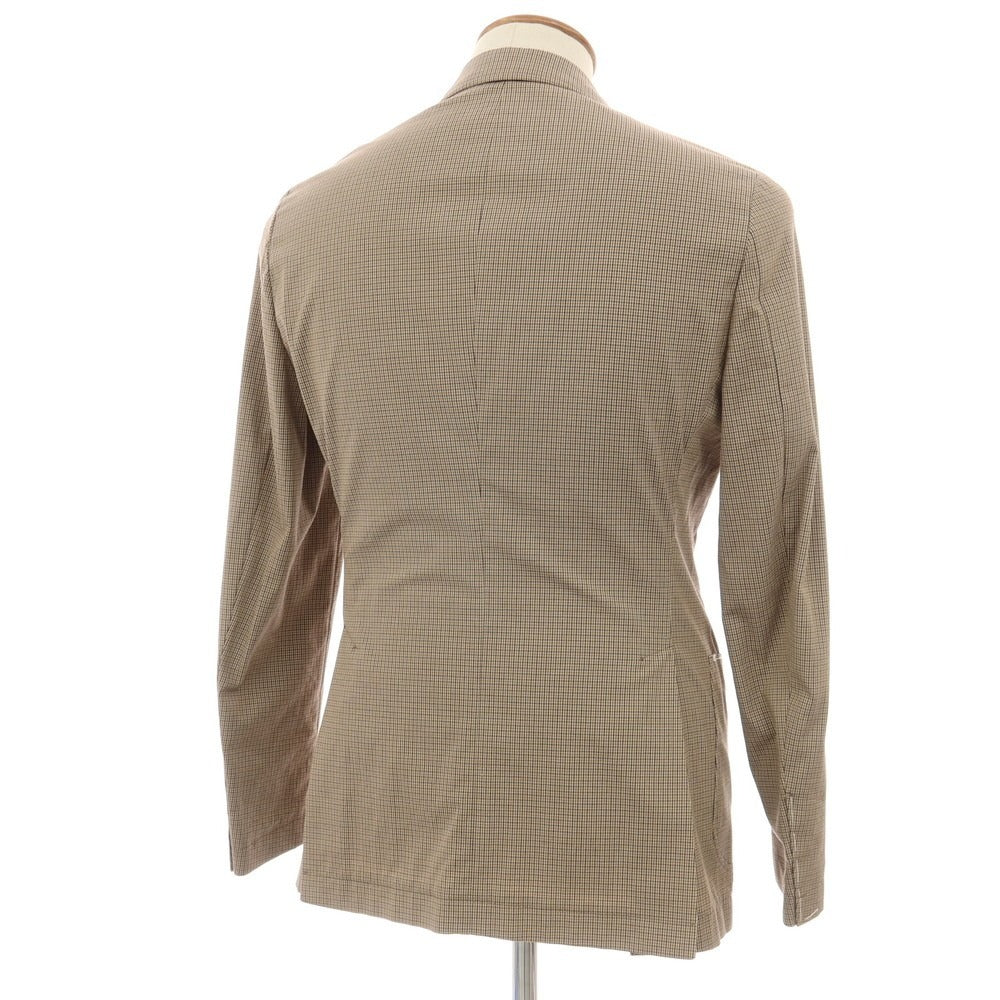 【中古】【未使用】サルトリア ラトーレ SARTORIA LATORRE DECO コットンポリウレタン チェック 2B テーラードジャケット ベージュxブラウン【サイズ46 Drop8R】【 状態ランクS 】【 メンズ 】