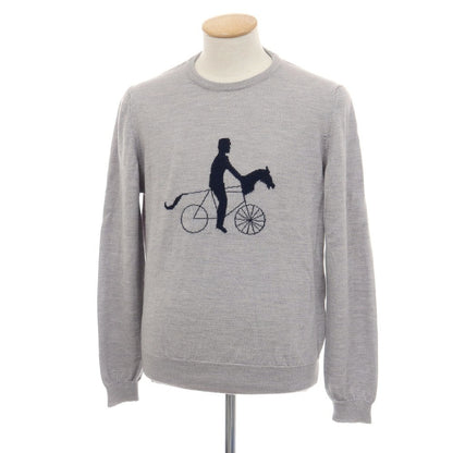 【中古】ムッシュ ラスネール MONSIEUR LACENAIRE ウール クルーネック プルオーバーニット グレー【サイズM】【 状態ランクB 】【 メンズ 】