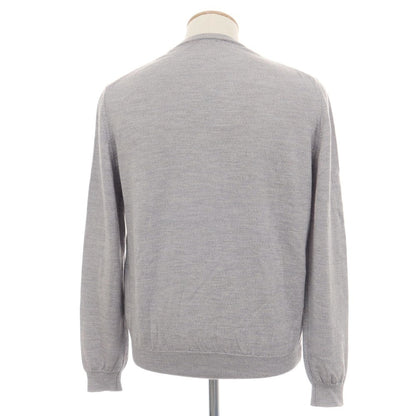 【中古】ムッシュ ラスネール MONSIEUR LACENAIRE ウール クルーネック プルオーバーニット グレー【サイズM】【 状態ランクB 】【 メンズ 】