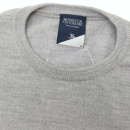 【中古】ムッシュ ラスネール MONSIEUR LACENAIRE ウール クルーネック プルオーバーニット グレー【サイズM】【 状態ランクB 】【 メンズ 】