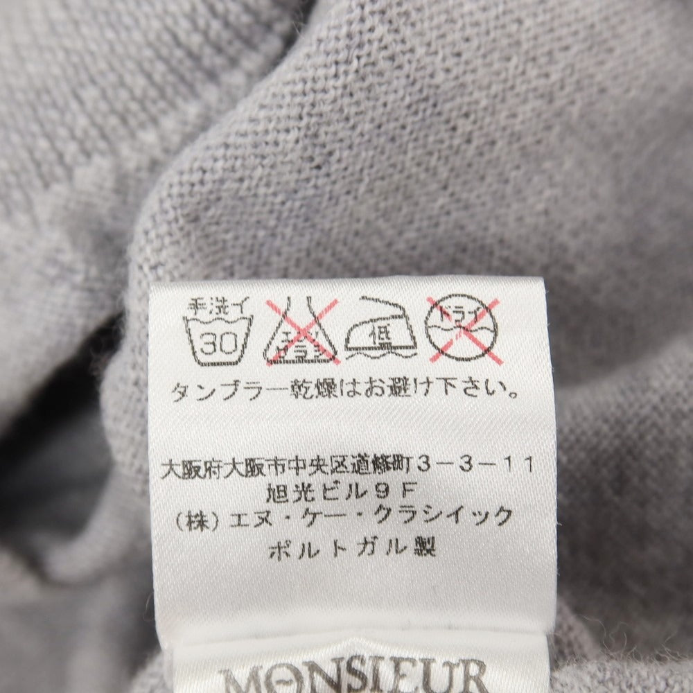【中古】ムッシュ ラスネール MONSIEUR LACENAIRE ウール クルーネック プルオーバーニット グレー【サイズM】【 状態ランクB 】【 メンズ 】