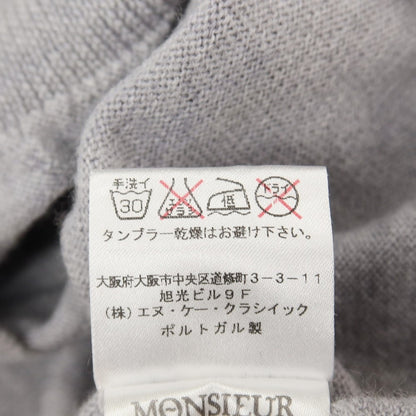 【中古】ムッシュ ラスネール MONSIEUR LACENAIRE ウール クルーネック プルオーバーニット グレー【サイズM】【 状態ランクB 】【 メンズ 】