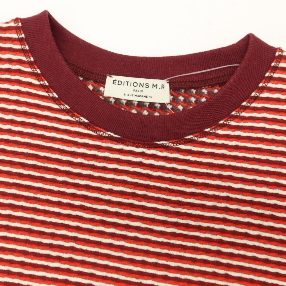 【中古】エディションズ エムアール EDITIONS M.R コットン ボーダー クルーネック 長袖Ｔシャツ レッドxボルドー【サイズXS】【 状態ランクB 】【 メンズ 】