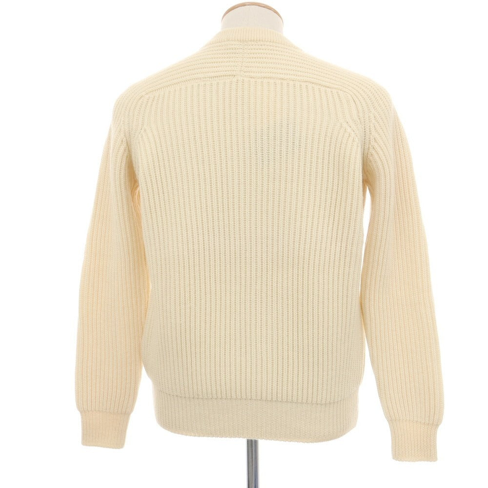 【中古】メゾンキツネ MAISON KITSUNE ウール リブ編み クルーネック プルオーバーニット ベージュ【サイズS】【 状態ランクB 】【 メンズ 】
