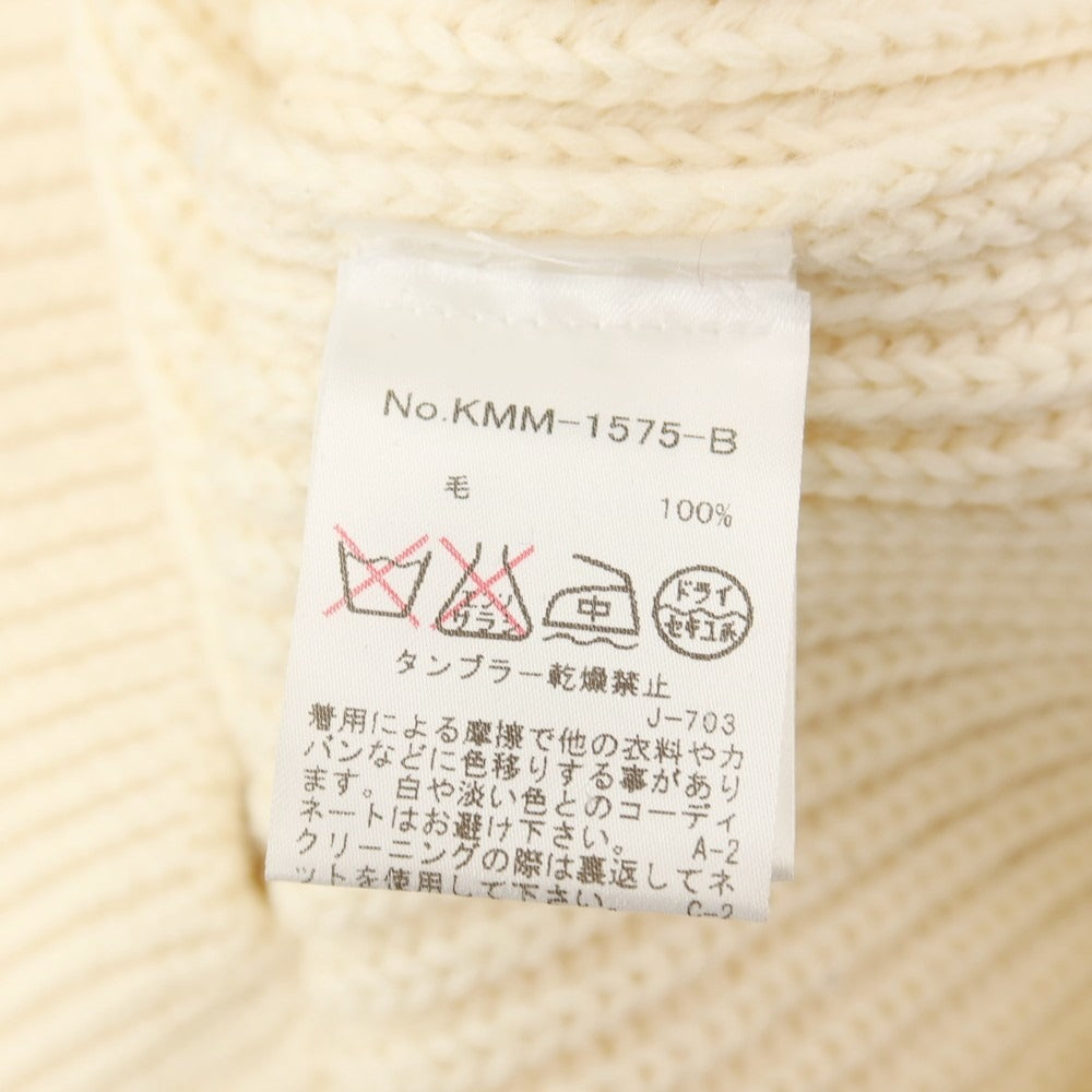 【中古】メゾンキツネ MAISON KITSUNE ウール リブ編み クルーネック プルオーバーニット ベージュ【サイズS】【 状態ランクB 】【 メンズ 】