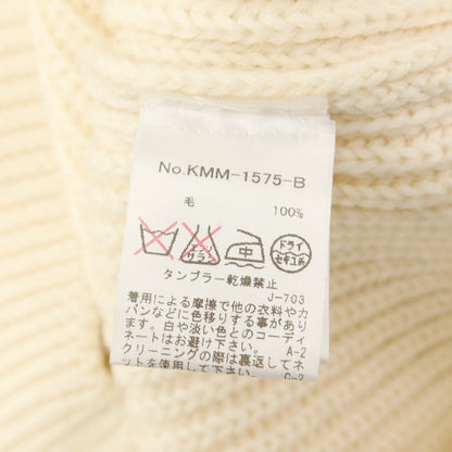 【中古】メゾンキツネ MAISON KITSUNE ウール リブ編み クルーネック プルオーバーニット ベージュ【サイズS】【 状態ランクB 】【 メンズ 】