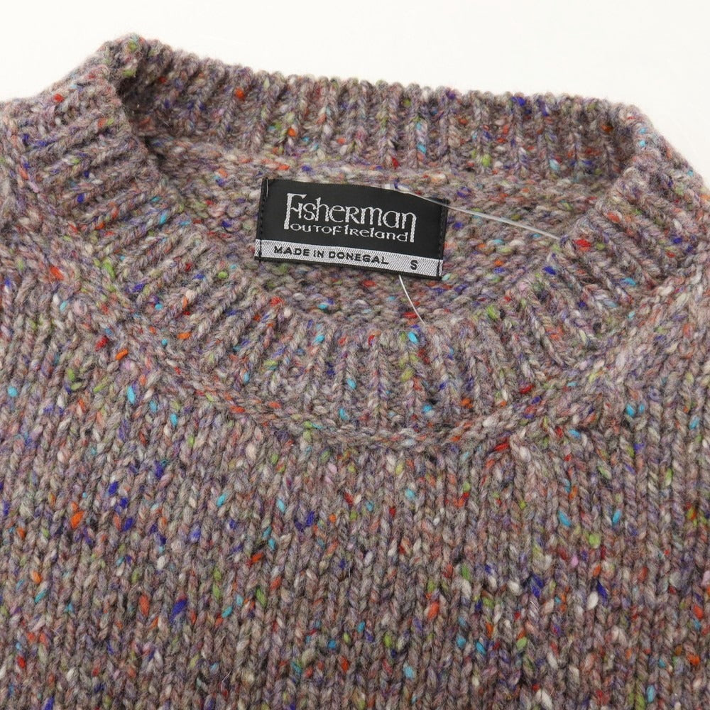 【中古】フィッシャーマン FISHERMAN OUT OF IRELAND ウール クルーネック プルオーバーニット パープル系xマルチカラー【サイズS】【 状態ランクB 】【 メンズ 】
