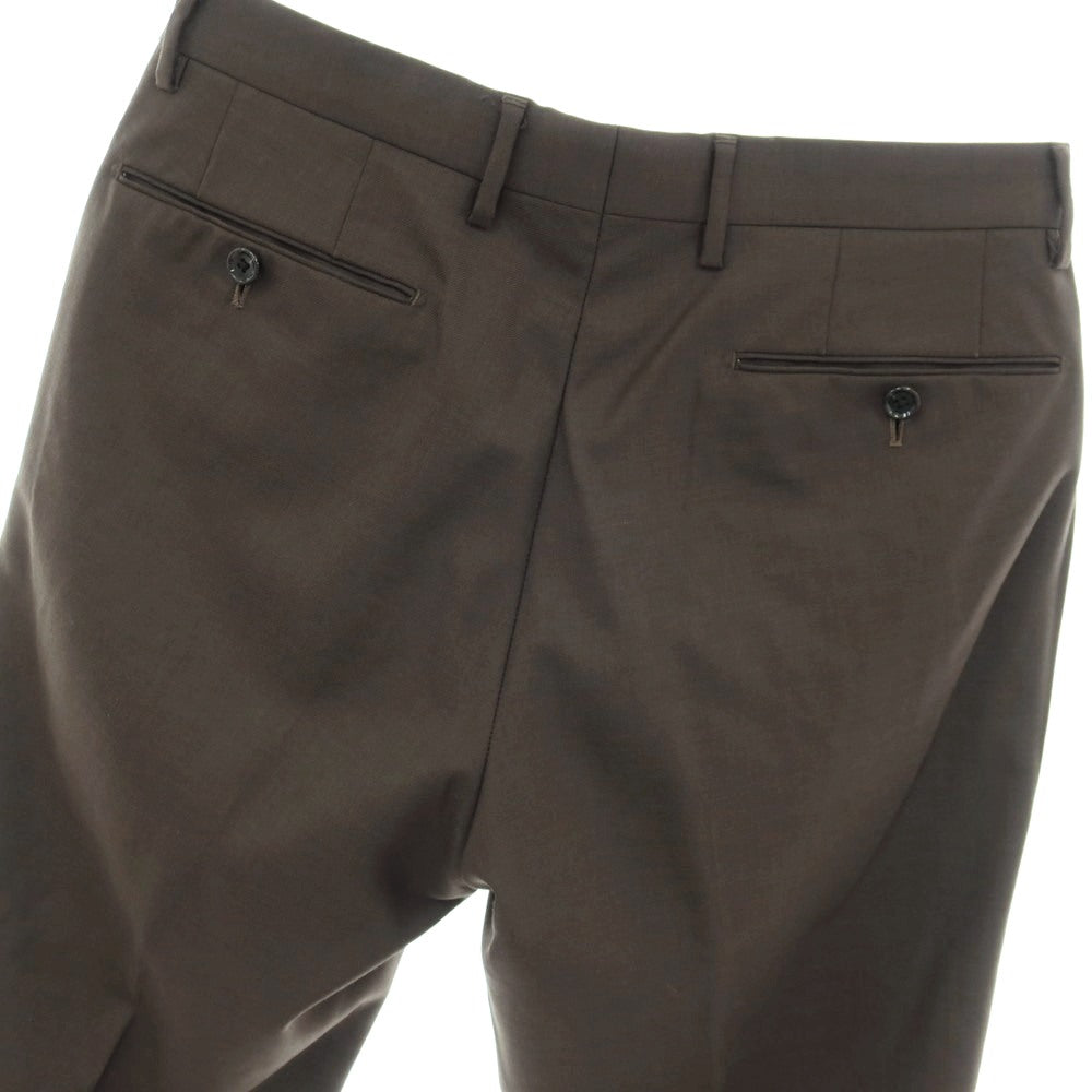 【中古】グリーンレーベルリラクシング green label relaxing ウールポリエステル ドレススラックスパンツ ダークアッシュブラウン系【サイズM】【 状態ランクB 】【 メンズ 】