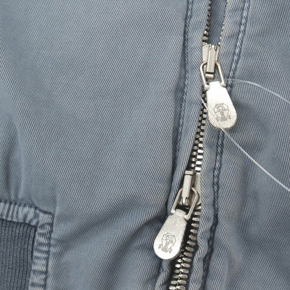 【中古】ブルネロクチネリ Brunello Cucinelli ストレッチ ツイルコットン ボンバージャケット ブルゾン グレイッシュブルー【サイズ50】【 状態ランクD 】【 メンズ 】
