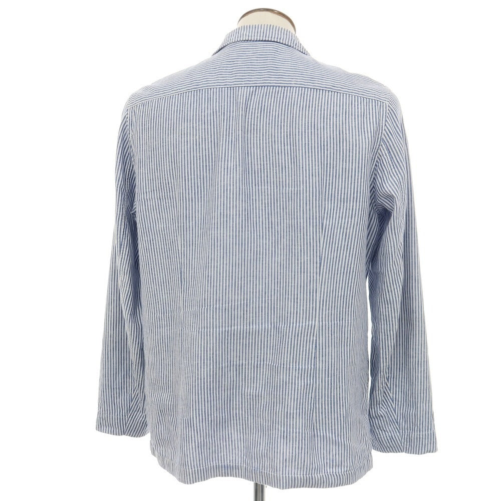 【中古】ラルディーニ LARDINI リネンコットン ストライプ 2B カジュアルジャケット ブルーxホワイト【サイズXL】【 状態ランクD 】【 メンズ 】