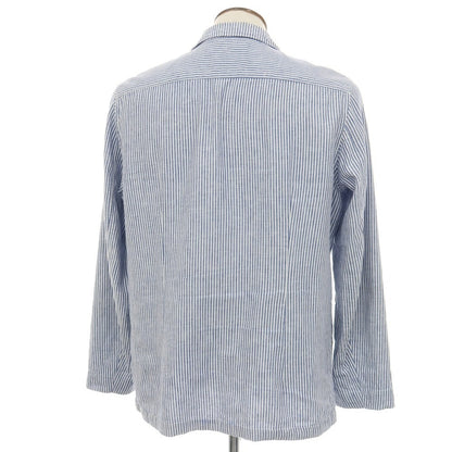 【中古】ラルディーニ LARDINI リネンコットン ストライプ 2B カジュアルジャケット ブルーxホワイト【サイズXL】【 状態ランクD 】【 メンズ 】