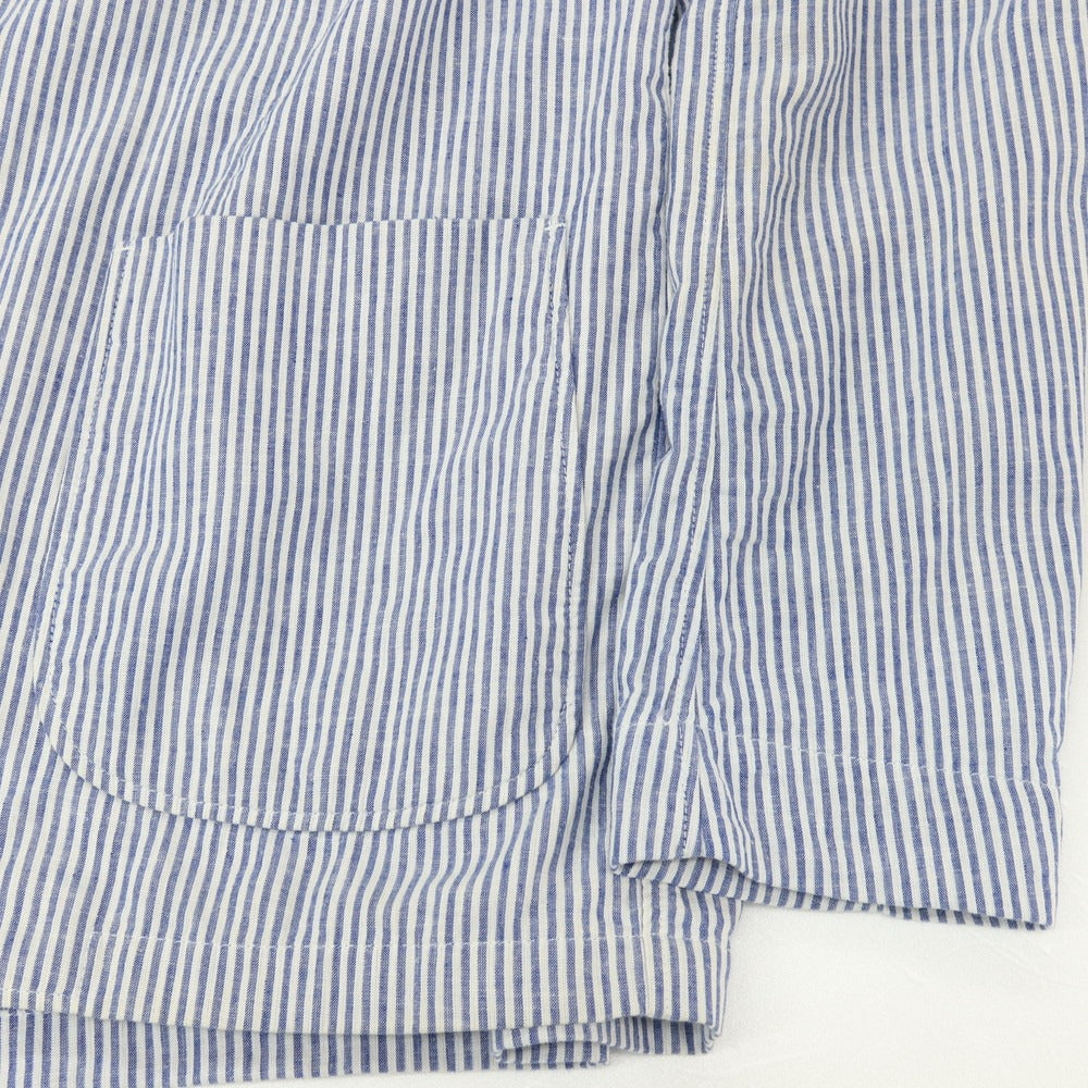 【中古】ラルディーニ LARDINI リネンコットン ストライプ 2B カジュアルジャケット ブルーxホワイト【サイズXL】【 状態ランクD 】【 メンズ 】