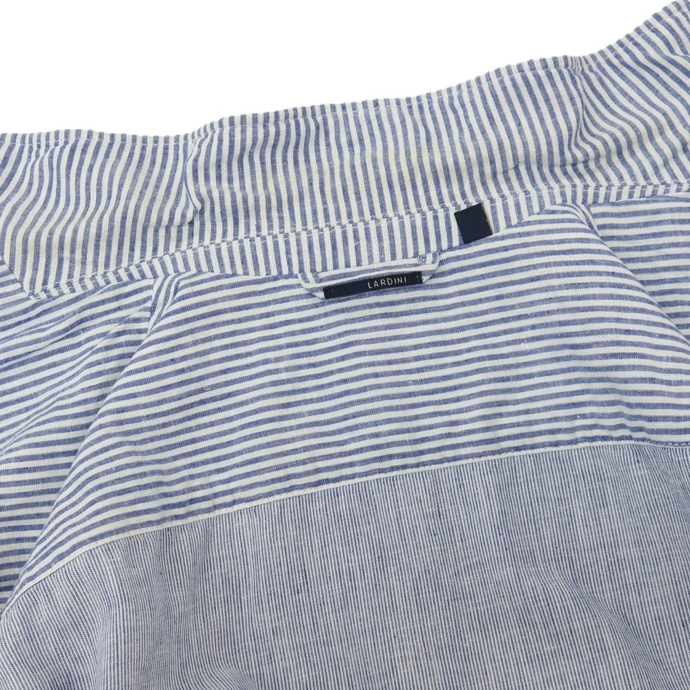 【中古】ラルディーニ LARDINI リネンコットン ストライプ 2B カジュアルジャケット ブルーxホワイト【サイズXL】【 状態ランクD 】【 メンズ 】