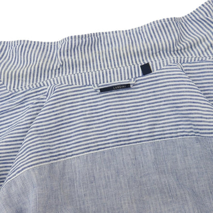 【中古】ラルディーニ LARDINI リネンコットン ストライプ 2B カジュアルジャケット ブルーxホワイト【サイズXL】【 状態ランクD 】【 メンズ 】