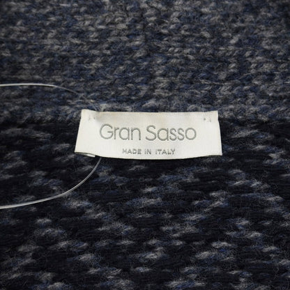 【中古】グランサッソ GRAN SASSO ウール ヘリンボーン ショールカラー カーディガン ネイビーxグレー【サイズ44】【 状態ランクC 】【 メンズ 】