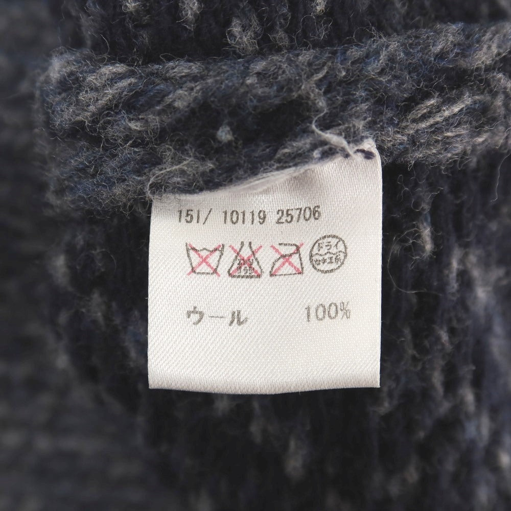 【中古】グランサッソ GRAN SASSO ウール ヘリンボーン ショールカラー カーディガン ネイビーxグレー【サイズ44】【 状態ランクC 】【 メンズ 】
