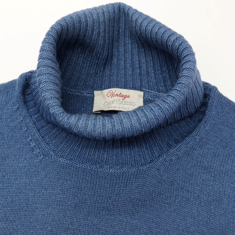 【中古】グランサッソ GRAN SASSO Vintage ウール タートルネック プルオーバーニット ダルブルー【サイズ44】【 状態ランクC 】【 メンズ 】