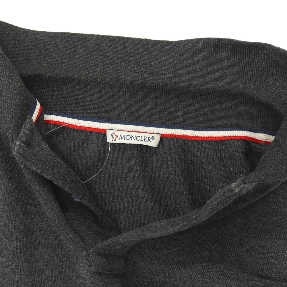 【中古】モンクレール MONCLER コットン 半袖ポロシャツ ダークグレー【サイズM】【 状態ランクC 】【 メンズ 】