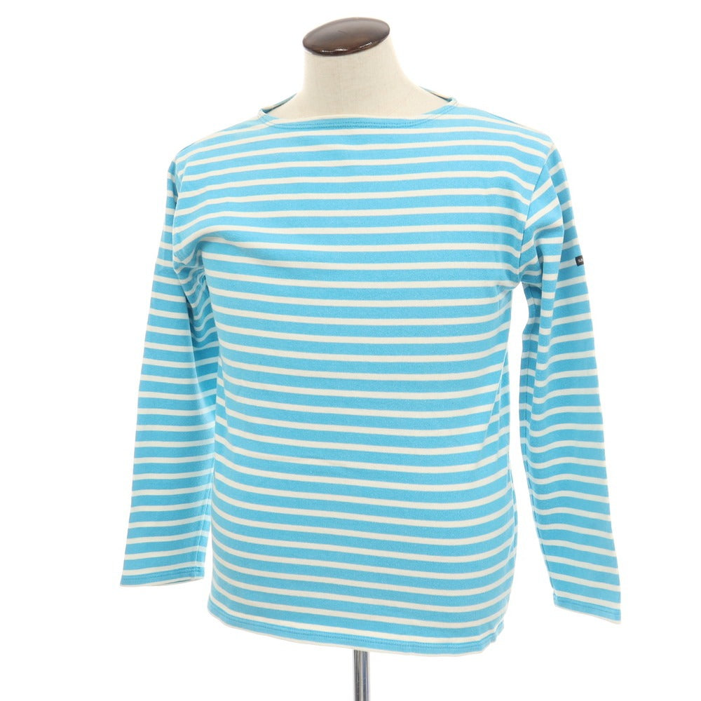 【中古】セントジェームス SAINT JAMES コットン ボーダー ボートネック バスクシャツ 長袖Ｔシャツ ライトブルー【サイズ5】【 状態ランクC 】【 メンズ 】