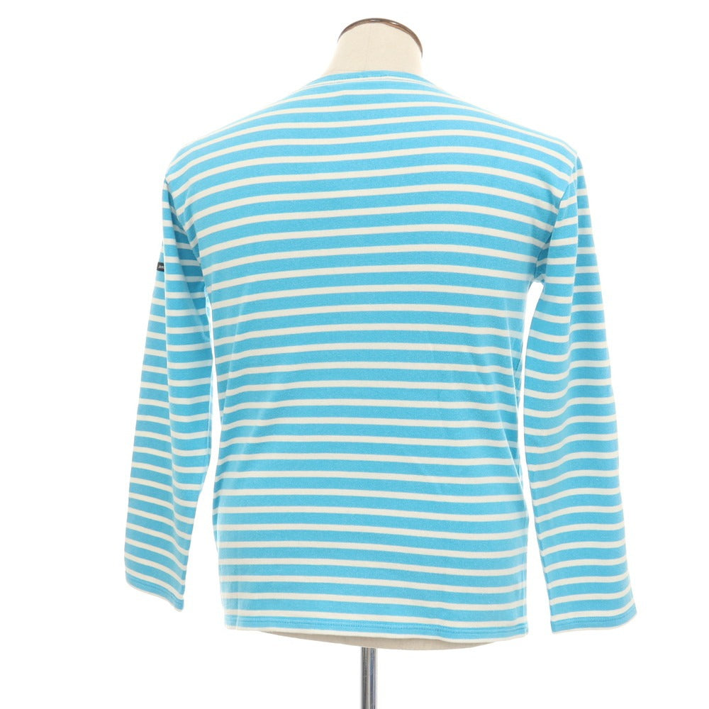【中古】セントジェームス SAINT JAMES コットン ボーダー ボートネック バスクシャツ 長袖Ｔシャツ ライトブルー【サイズ5】【 状態ランクC 】【 メンズ 】