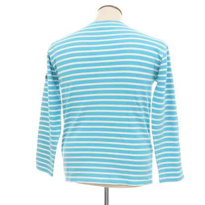 【中古】セントジェームス SAINT JAMES コットン ボーダー ボートネック バスクシャツ 長袖Ｔシャツ ライトブルー【サイズ5】【 状態ランクC 】【 メンズ 】