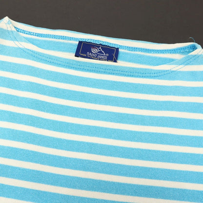 【中古】セントジェームス SAINT JAMES コットン ボーダー ボートネック バスクシャツ 長袖Ｔシャツ ライトブルー【サイズ5】【 状態ランクC 】【 メンズ 】