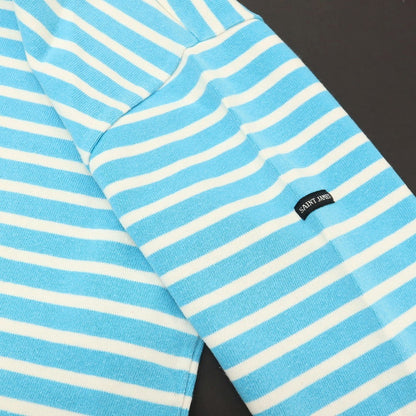【中古】セントジェームス SAINT JAMES コットン ボーダー ボートネック バスクシャツ 長袖Ｔシャツ ライトブルー【サイズ5】【 状態ランクC 】【 メンズ 】