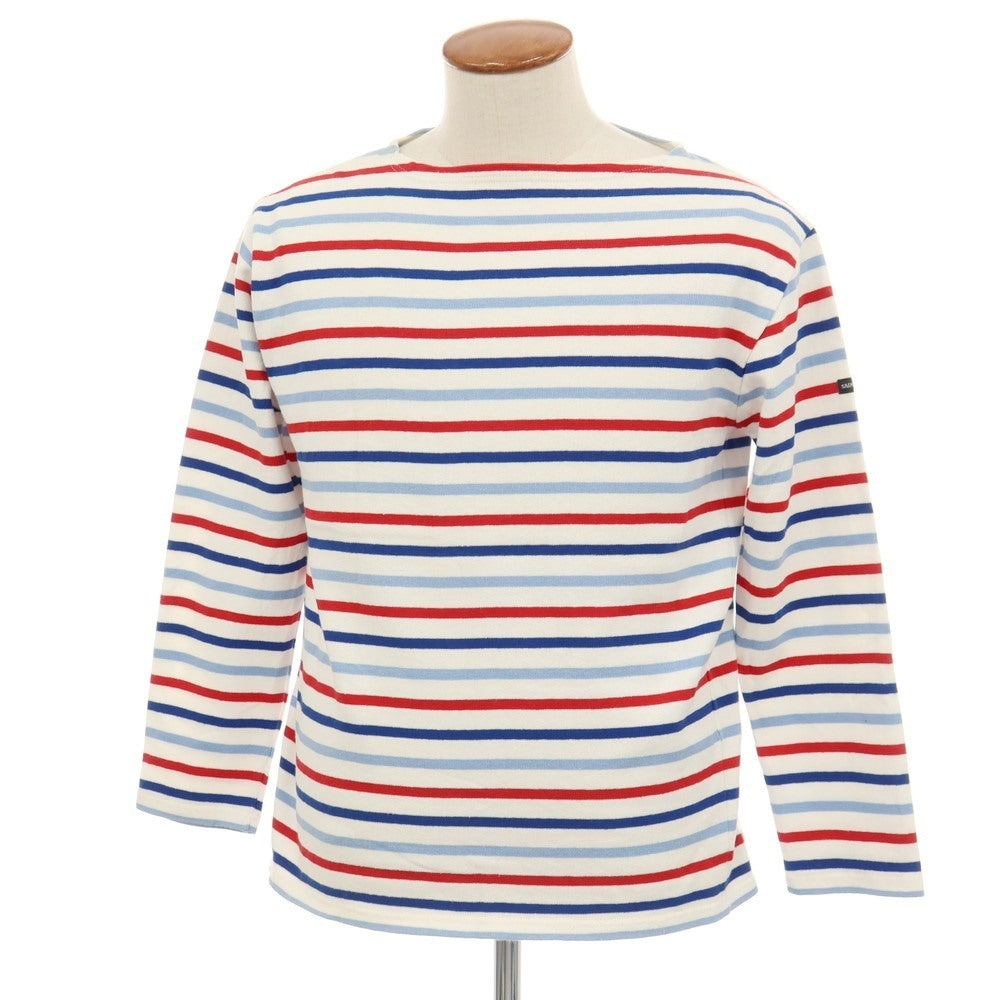 【中古】セントジェームス SAINT JAMES コットン ボーダー ボートネック バスクシャツ 長袖Ｔシャツ トリコロール系【サイズ4】【 状態ランクB 】【 メンズ 】