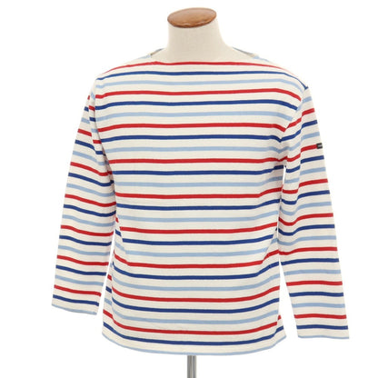 【中古】セントジェームス SAINT JAMES コットン ボーダー ボートネック バスクシャツ 長袖Ｔシャツ トリコロール系【サイズ4】【 状態ランクB 】【 メンズ 】