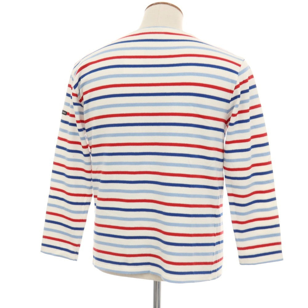 【中古】セントジェームス SAINT JAMES コットン ボーダー ボートネック バスクシャツ 長袖Ｔシャツ トリコロール系【サイズ4】【 状態ランクB 】【 メンズ 】