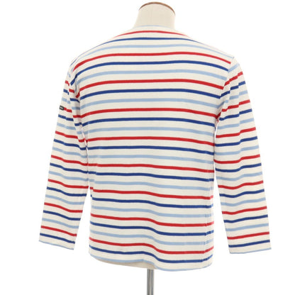 【中古】セントジェームス SAINT JAMES コットン ボーダー ボートネック バスクシャツ 長袖Ｔシャツ トリコロール系【サイズ4】【 状態ランクB 】【 メンズ 】