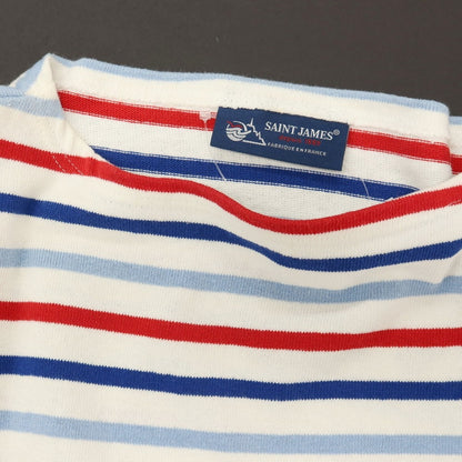 【中古】セントジェームス SAINT JAMES コットン ボーダー ボートネック バスクシャツ 長袖Ｔシャツ トリコロール系【サイズ4】【 状態ランクB 】【 メンズ 】