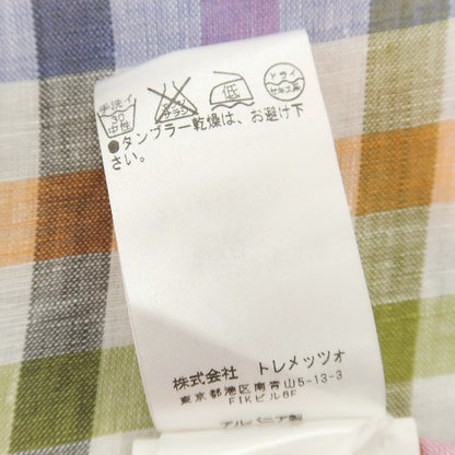 【中古】チット CIT LUXURY リネン チェック ホリゾンタルカラー カジュアルシャツ マルチ【サイズ38】【 状態ランクC 】【 メンズ 】