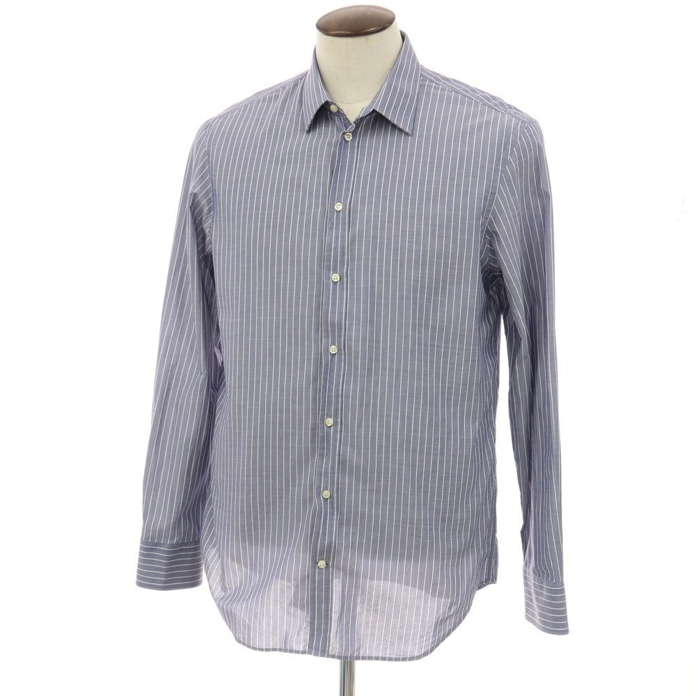 【中古】エンポリオ アルマーニ EMPORIO ARMANI ストライプ レギュラーカラー カジュアルシャツ ライトネイビーxホワイト【サイズ42】【 状態ランクB 】【 メンズ 】