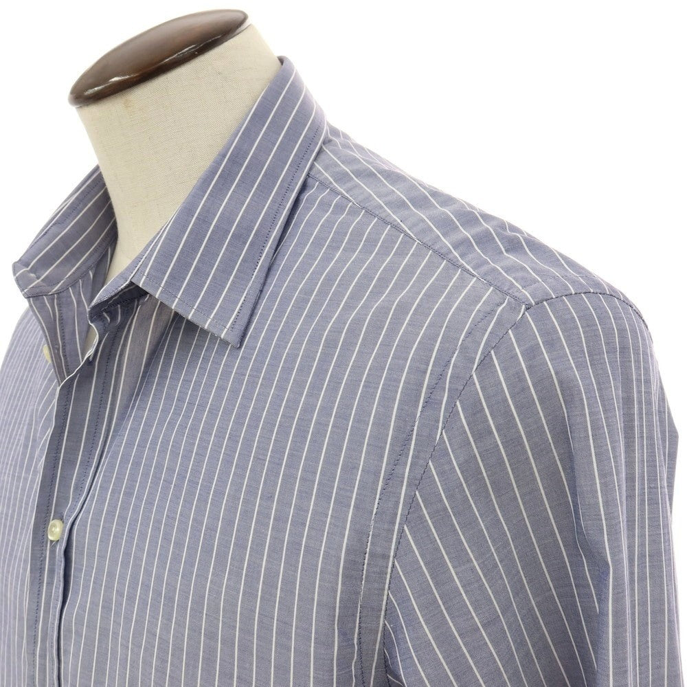 【中古】エンポリオ アルマーニ EMPORIO ARMANI ストライプ レギュラーカラー カジュアルシャツ ライトネイビーxホワイト【サイズ42】【 状態ランクB 】【 メンズ 】