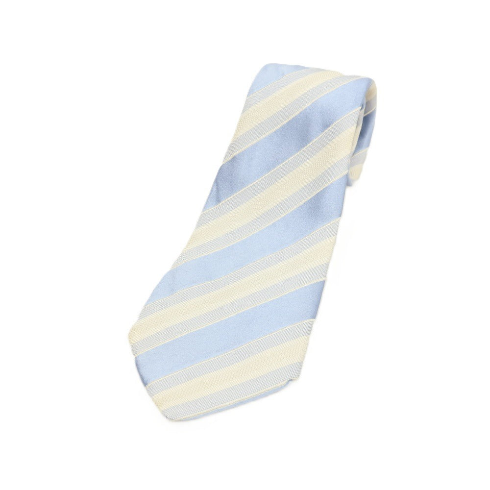 【中古】キートン Kiton シルク ストライプ柄ネクタイ ホワイトxライトブルー【 状態ランクC 】【 メンズ 】