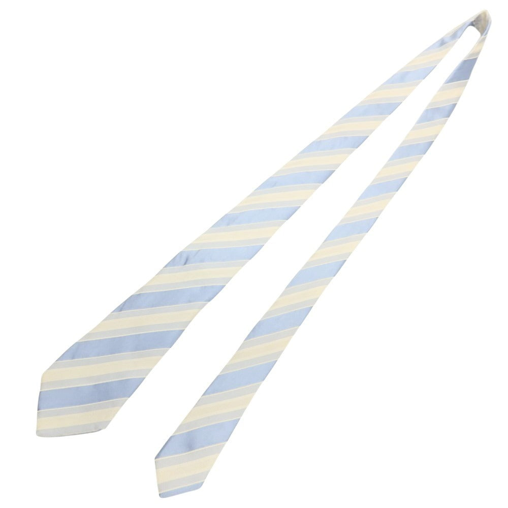 【中古】キートン Kiton シルク ストライプ柄ネクタイ ホワイトxライトブルー【 状態ランクC 】【 メンズ 】
