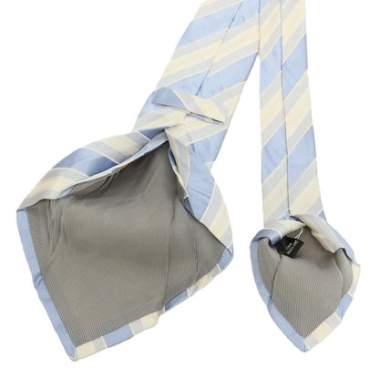 【中古】キートン Kiton シルク ストライプ柄ネクタイ ホワイトxライトブルー【 状態ランクC 】【 メンズ 】